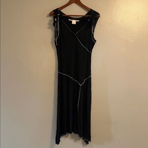 Black Sleeveless Dress with White Contrast Trim